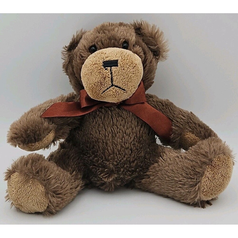 Napco Small Brown Teddy Bear Plush W/ Ribbon Bow 8 Inch Stuffed Animal